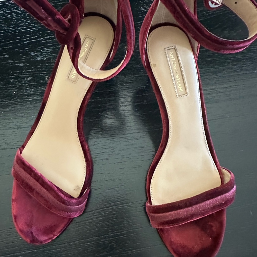 ANTONIO MELANI Rich Velvet Heels in Deep Red
